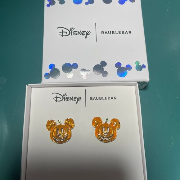 New Baublebar x Disney Halloween Mickey Mouse Enamel Pumpkin Stud Earrings - Picture 2 of 4